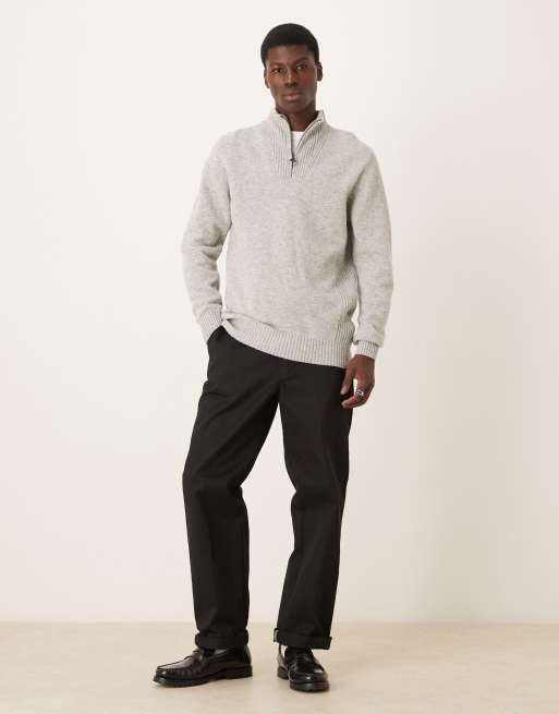 Barbour Essential lambswool half zip knitted jumper in light grey marl, 2 of 5
