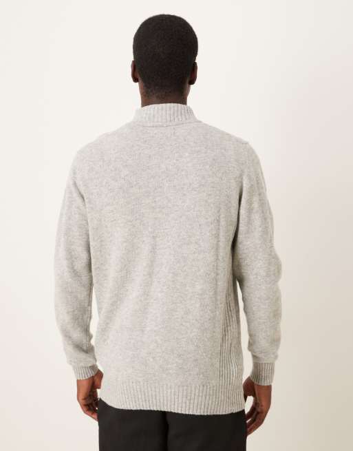Barbour Essential lambswool half zip knitted jumper in light grey marl, 3 of 5