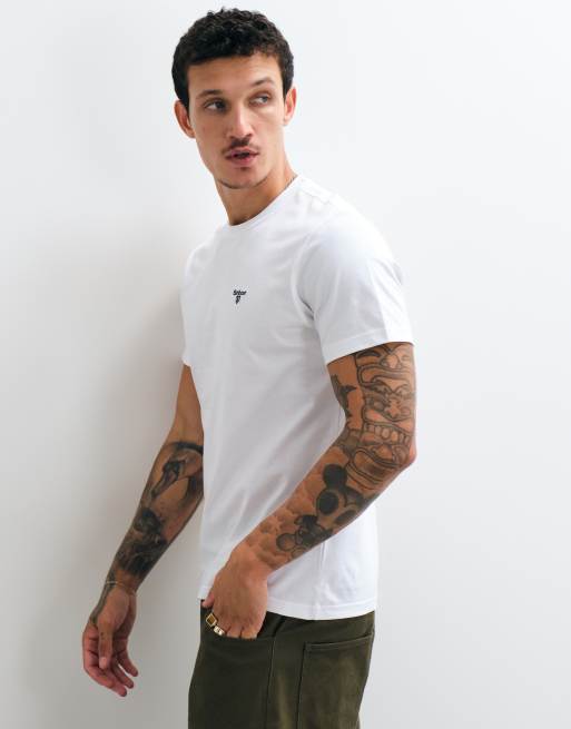 Barbour Essential Sports logo t-shirt in white, 4 of 5