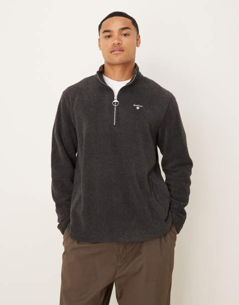 Barbour Essentials half zip fleece in charcoal marl - CHARCOAL - view 1