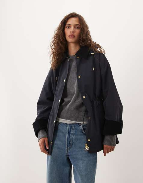 Barbour Evelyn showerproof hooded cinched jacket in dark navy - view 1