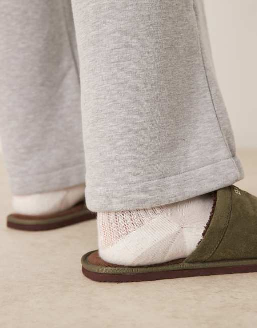Barbour Everitt mule slipper in olive green - MGREEN, 4 of 4