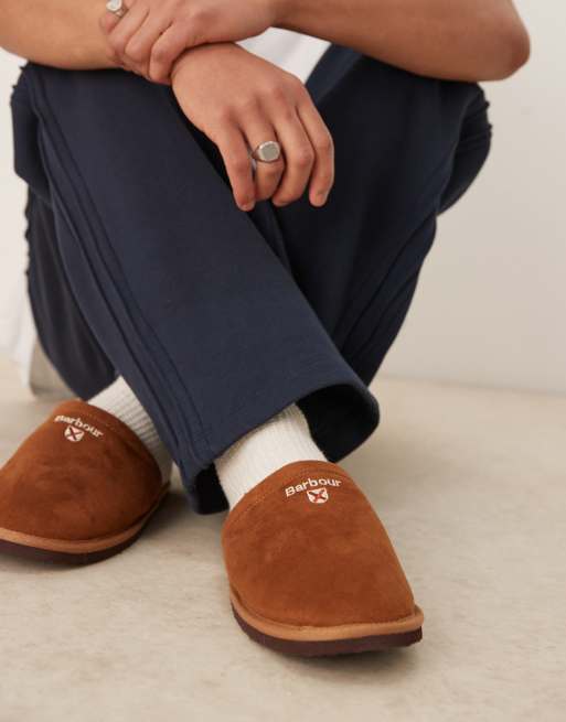 Barbour Everitt mule slippers in camel