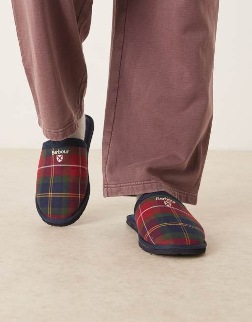 Barbour Everitt tartan mule slipper in winterberry tartan, 2 of 4