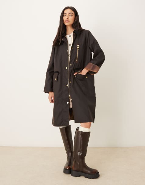 Barbour Evette wax jacket in rustic/muted tartan - view 1