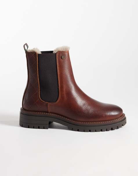 Barbour Evie faux fur chelsea boot in brown - view 1