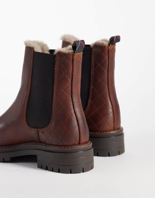 Barbour Evie faux fur chelsea boot in brown, 2 of 4