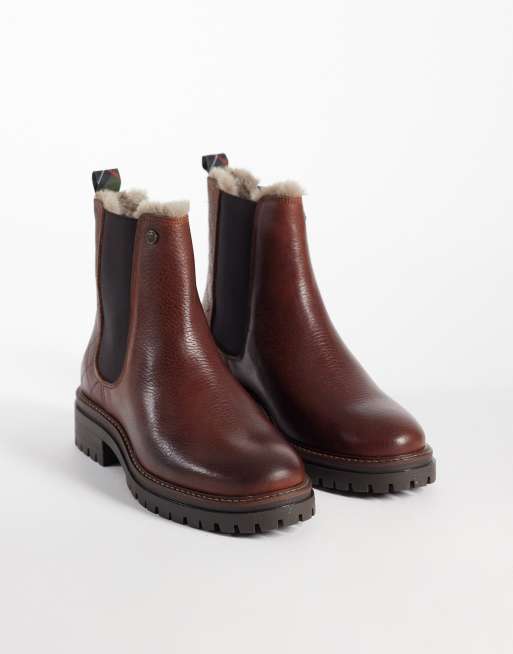 Barbour Evie faux fur chelsea boot in brown, 4 of 4