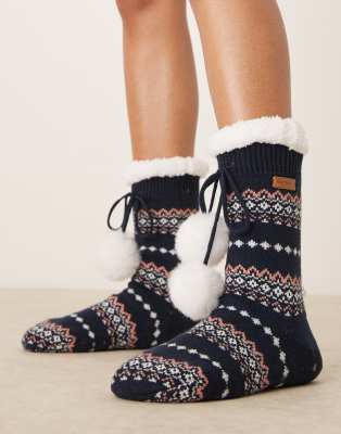 Barbour fairisle lounge socks in navy