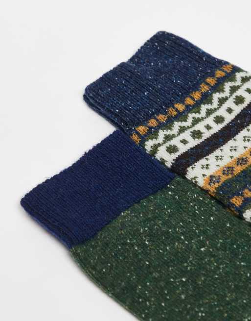 Barbour Fairisle sock 2 pack in classic mix - DGREEN, 3 of 3