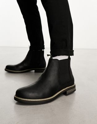 Barbour Farsley leather chelsea boots in black - ASOS Price Checker