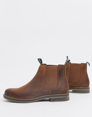 Barbour Farsley leather chelsea boots in tan | ASOS
