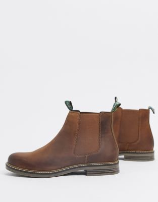 Barbour Farsley leather chelsea boots in tan - ASOS Price Checker