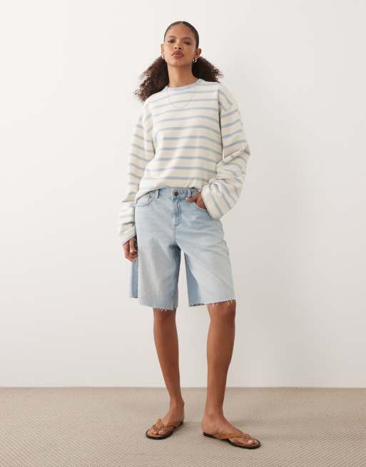 Barbour Fawley long sleeve striped sweatshirt in light blue and ecru, 2 of 4