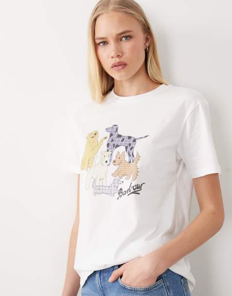 Barbour Fawley short sleeve dog graphic t-shirt in white - view 1