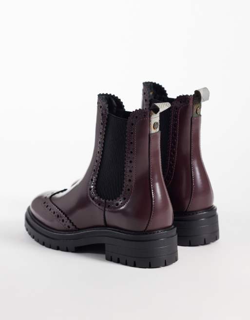 Barbour Fawne leather chelsea boots in burgundy, 2 of 4