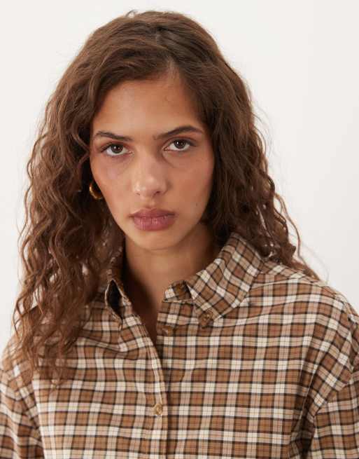 Barbour Fawne long sleeve tartan check shirt in brown, 3 of 4