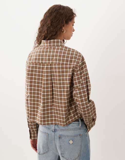 Barbour Fawne long sleeve tartan check shirt in brown, 4 of 4