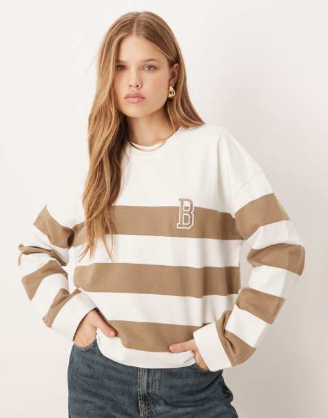 Barbour Faye sweatshirt in military brown stripe - view 1