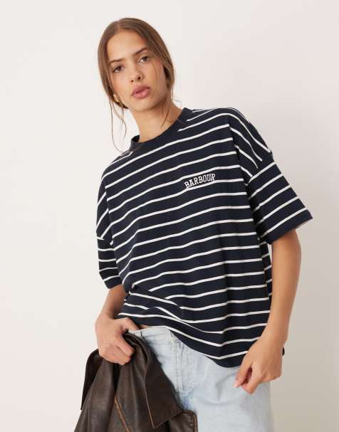 Barbour faye top in navy stripe - view 1