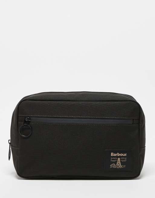 Barbour field canvas washbag in olive