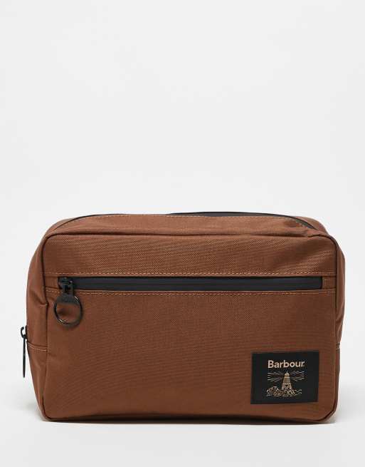 Barbour field canvas washbag in tan