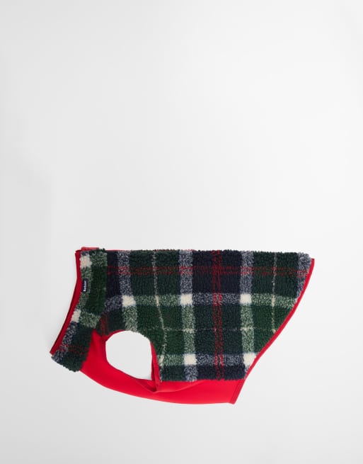 Barbour Field reversible tartan check dog coat in green/red, 3 of 5