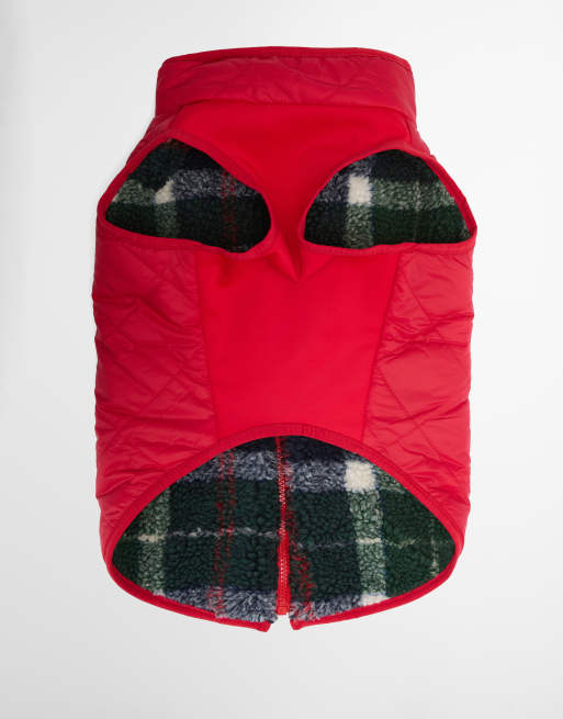 Barbour Field reversible tartan check dog coat in green/red, 5 of 5