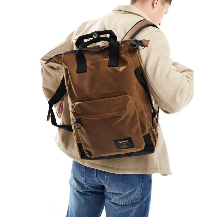 Barbour field wax backpack in tan ASOS