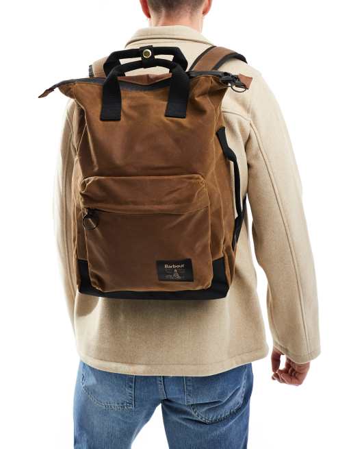 Barbour field wax backpack in tan, 2 of 4