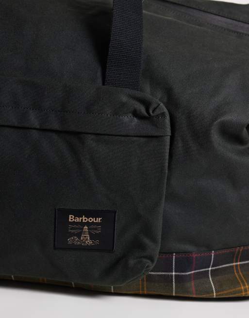Barbour Field wax holdall bag in sage green, 3 of 4