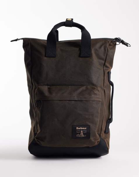 Barbour Field wax logo backpack in green - view 1