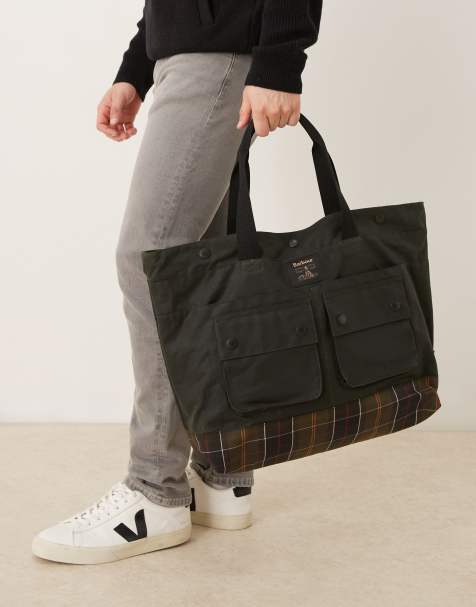 Barbour Field wax tote bag in sage/classic  - view 1