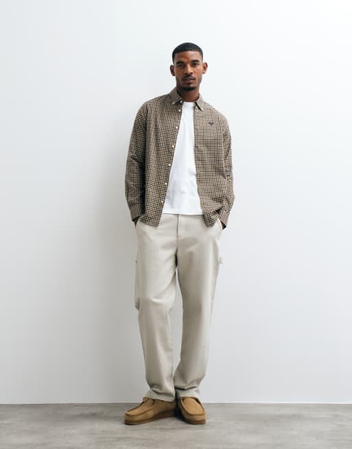 Barbour Finkle long sleeve tailored gingham check shirt in sand, 2 of 5