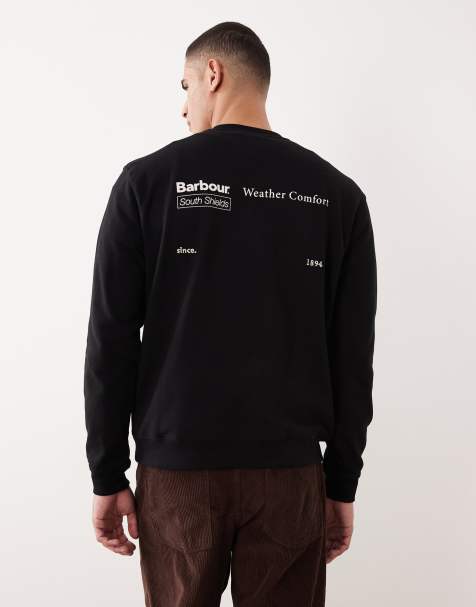 Barbour Firbank relaxed crew sweatshirt with back logo graphic in black - view 1