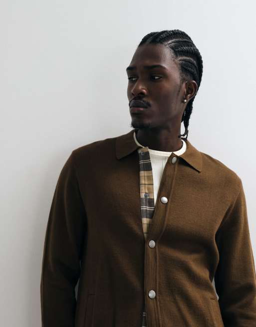 Barbour Florcombe knitted button through cardigan in brown, 3 of 5