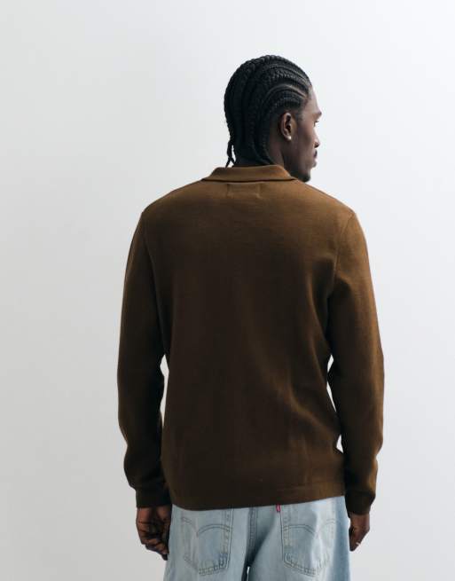 Barbour Florcombe knitted button through cardigan in brown, 4 of 5