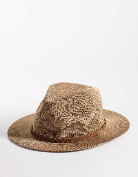 Barbour Flowerdale foldable crochet trilby summer hat in brown - view 1