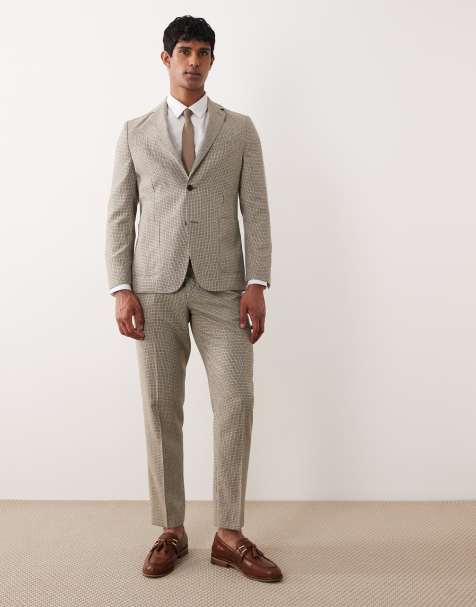 Barbour Forstone houndstooth suit in stone - view 1
