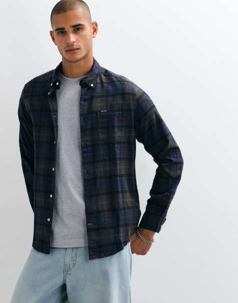 Barbour Fortrose long sleeve tailored tartan check shirt in navy/green - view 1