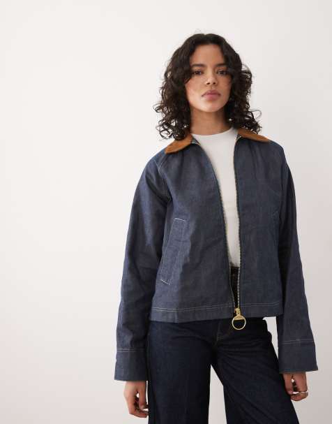 Barbour Freckleton zip through short jacket in blue