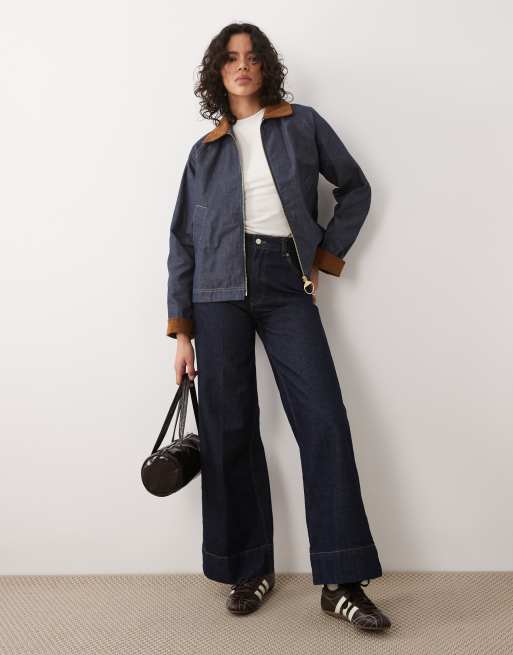 Barbour Freckleton zip through short jacket in blue, 2 of 4