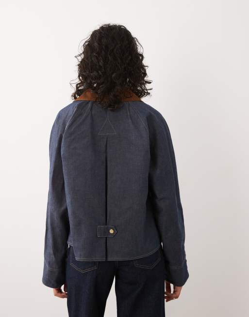 Barbour Freckleton zip through short jacket in blue, 4 of 4
