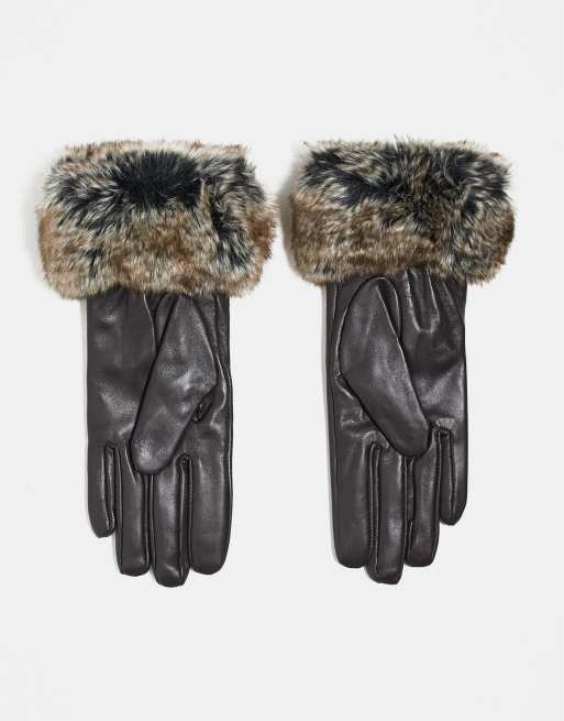 Barbour fur trimmed leather gloves on sale