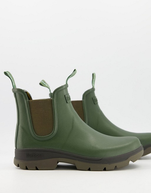 Barbour Fury chelsea wellington boots in olive