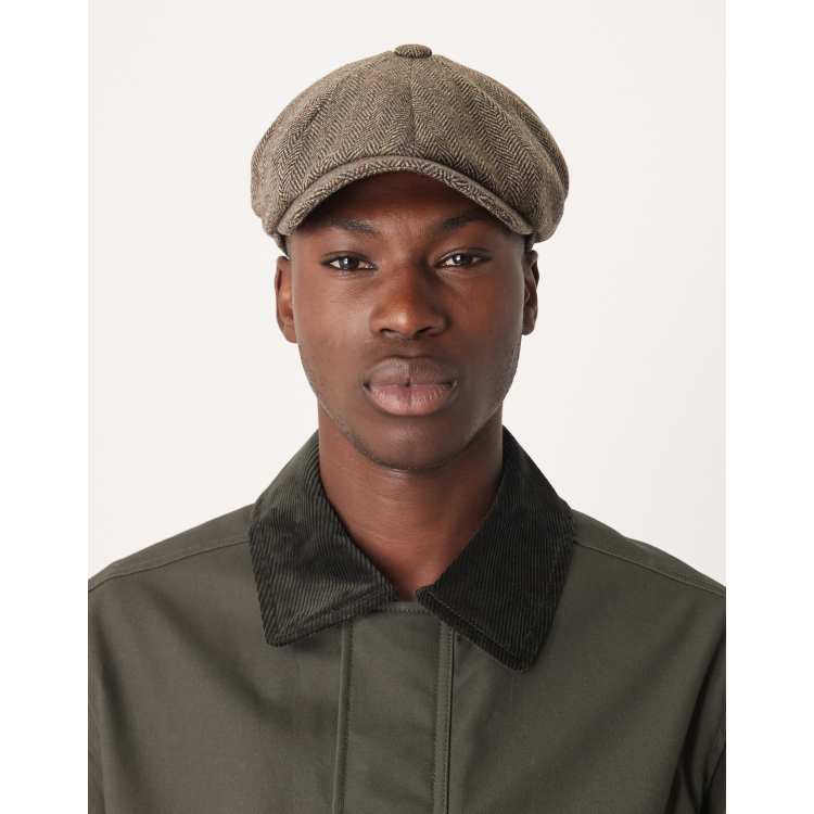 Barbour Fyne tweed baker boy cap in brown ASOS