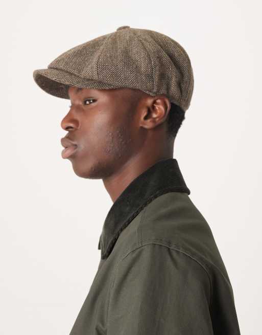 Barbour Fyne tweed baker boy cap in brown ASOS