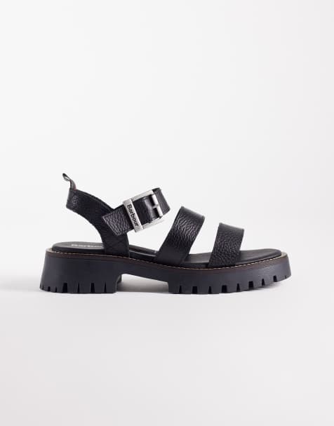 Barbour Gabby leather chunky strap sandals in black - view 1