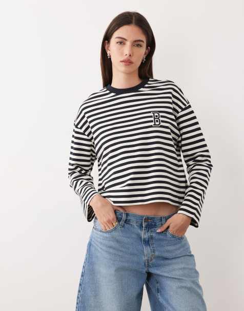 Barbour Gabby relaxed logo sweatshirt in navy and white stripe - view 1
