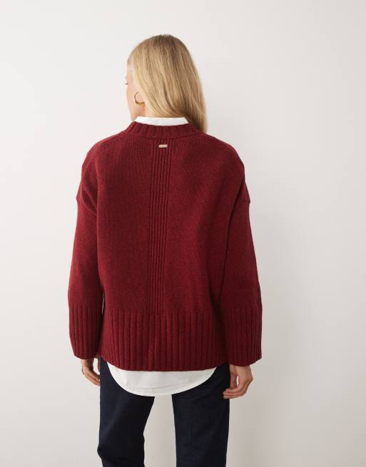 Barbour Gaia knitted jumper in red, 3 of 4